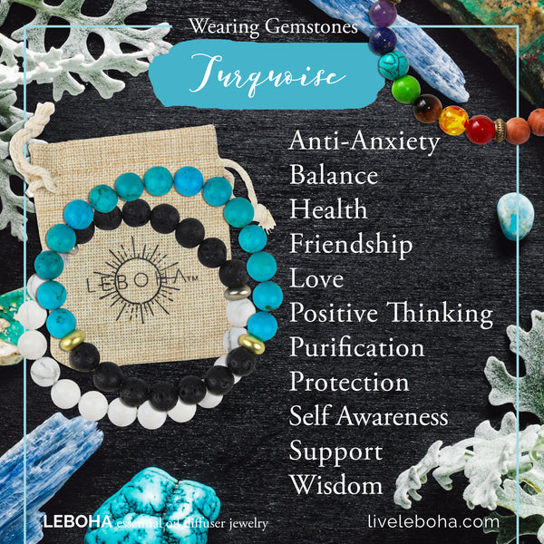 Turquoise and Lava Rock Beaded Bracelet
