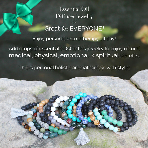 Lava Rock and Semi Precious Gemstone Tassel Essential Oil [Diffuser] Bracelet