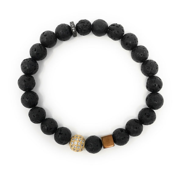 Lava Beads With Accent Pieces Essential Oil [Diffuser] Bracelet