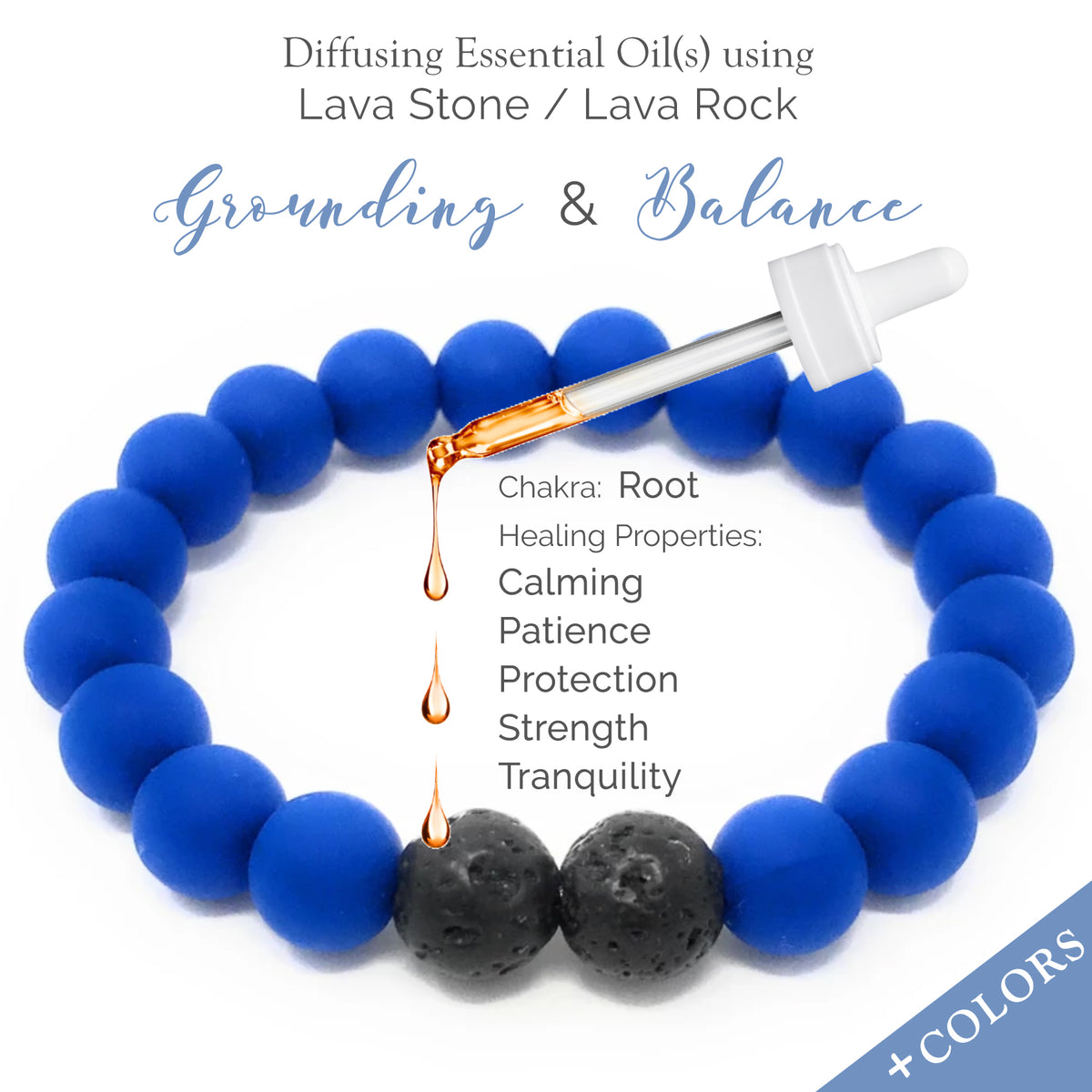 KIDS Lava Rock and Silicone Bead Essential Oil [Diffuser] Bracelet Blu –  Leboha