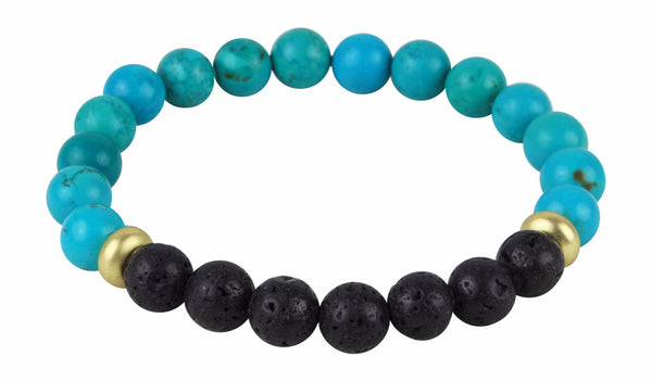 Turquoise and Lava Rock Beaded Bracelet