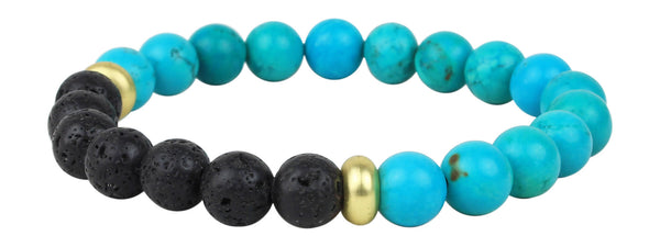 Turquoise and Lava Rock Beaded Bracelet