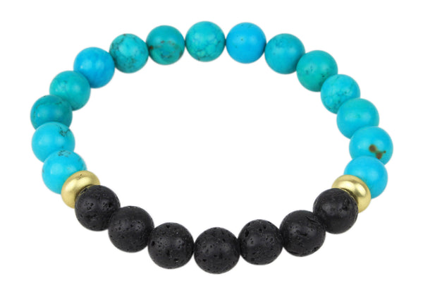 Turquoise and Lava Rock Beaded Bracelet