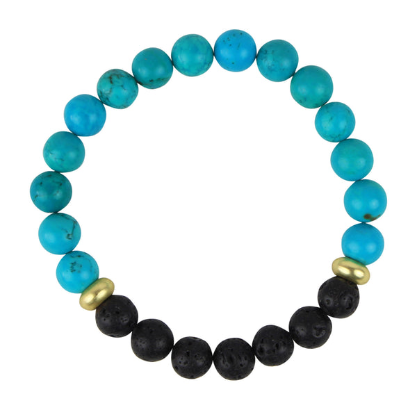 Turquoise and Lava Rock Beaded Bracelet