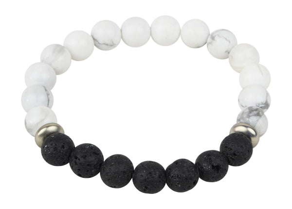 Turquoise and Lava Rock Beaded Bracelet