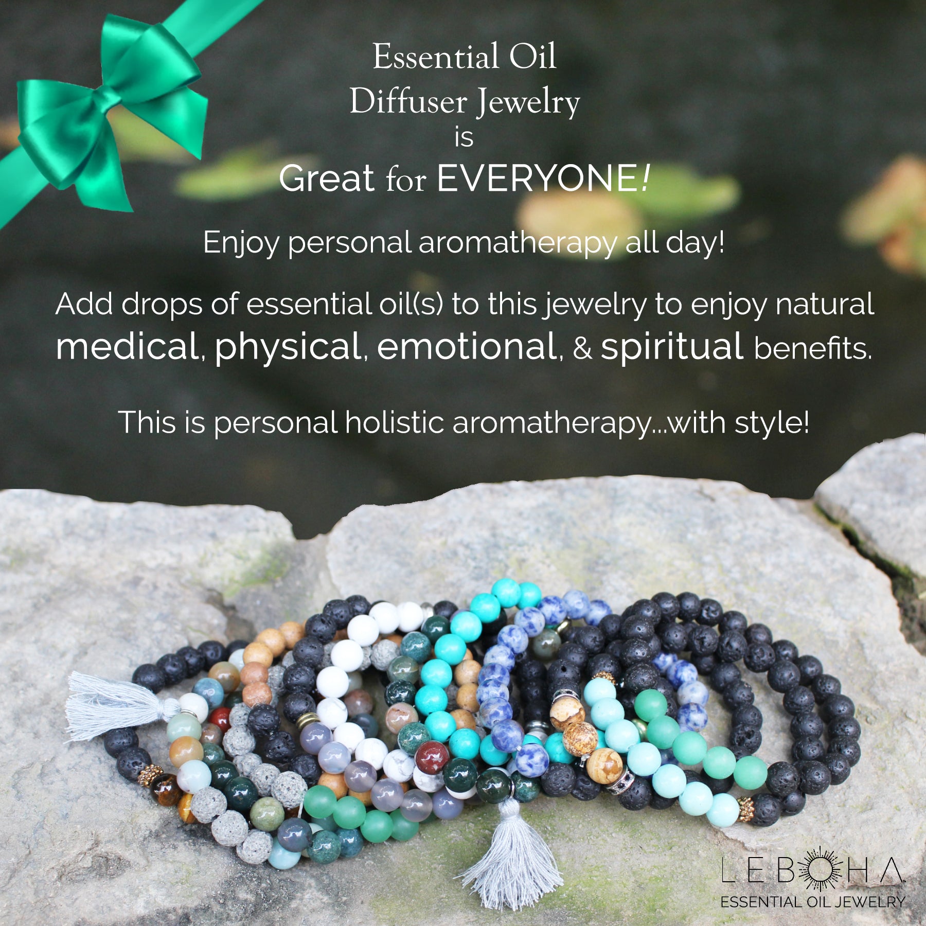Lava Rock and Amazonite Essential Oil Beaded Bracelet Essential Oil Jewelry 8mm Bead Size Yoga Jewelry Leboha