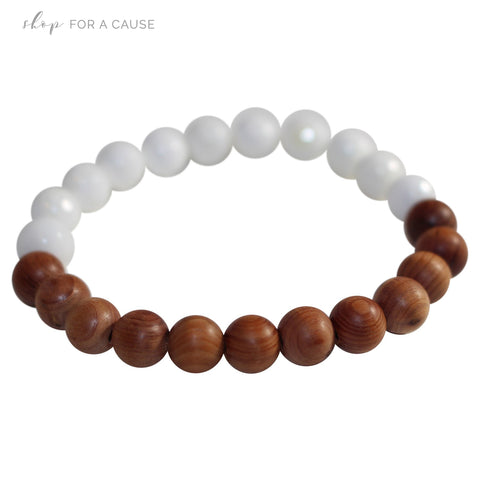 Faceted Tridacna and Cypress Wood Essential Oil [Diffuser] Bracelet