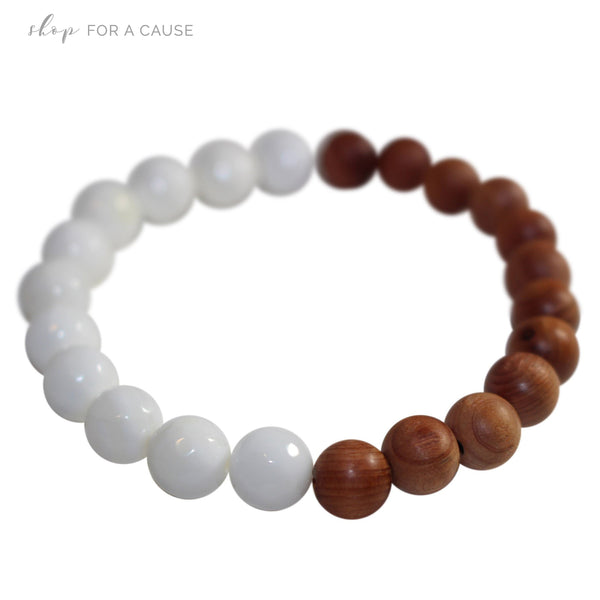 Faceted Tridacna and Cypress Wood Essential Oil [Diffuser] Bracelet