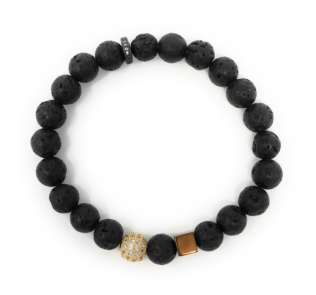 Lava Beads With Accent Pieces Essential Oil [Diffuser] Bracelet – Leboha