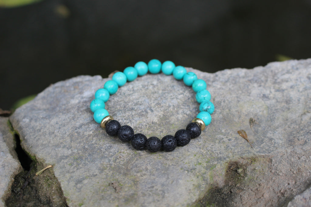 Lava Bracelet with Turquoise and Gold | Jewelry by Johan