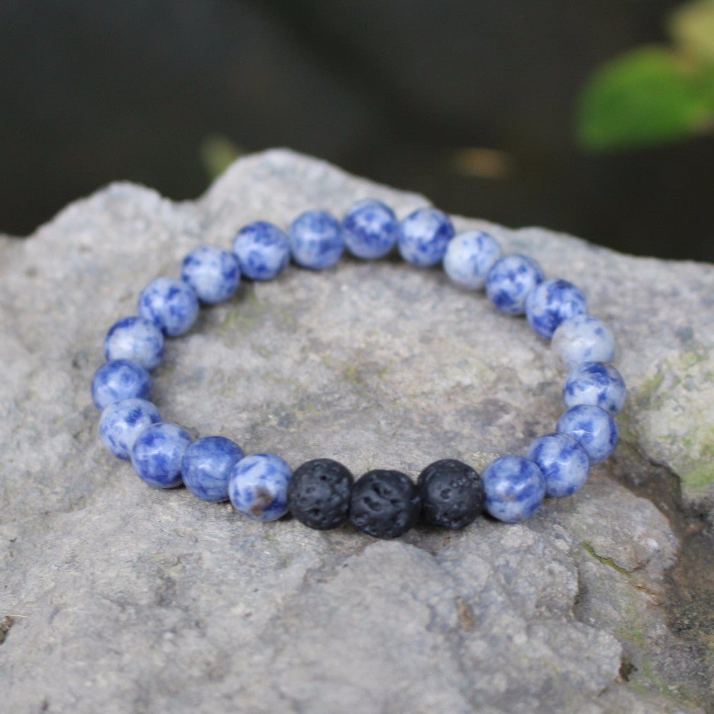 Mana Vibes Designed Lava Rock and Blue Sodalite Essential Oil Bracelet ...