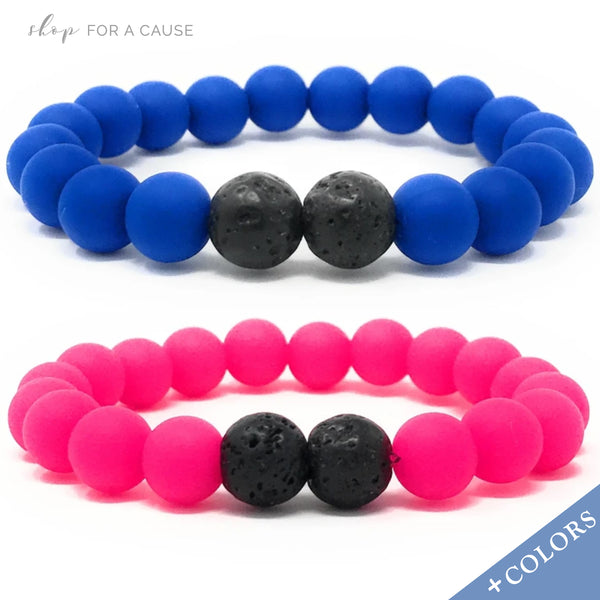KIDS Lava Rock and Silicone Bead Essential Oil [Diffuser] Bracelet Pink