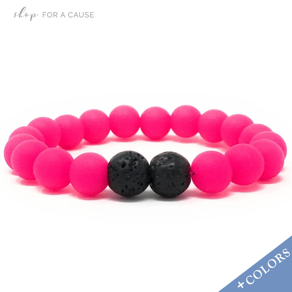 KIDS Lava Rock and Silicone Bead Essential Oil [Diffuser] Bracelet Pink