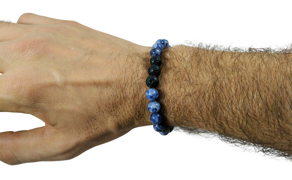 Black Lava Rock and Blue Sodalite Essential Oil [Diffuser] Bracelet