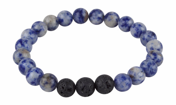 Black Lava Rock and Blue Sodalite Essential Oil [Diffuser] Bracelet