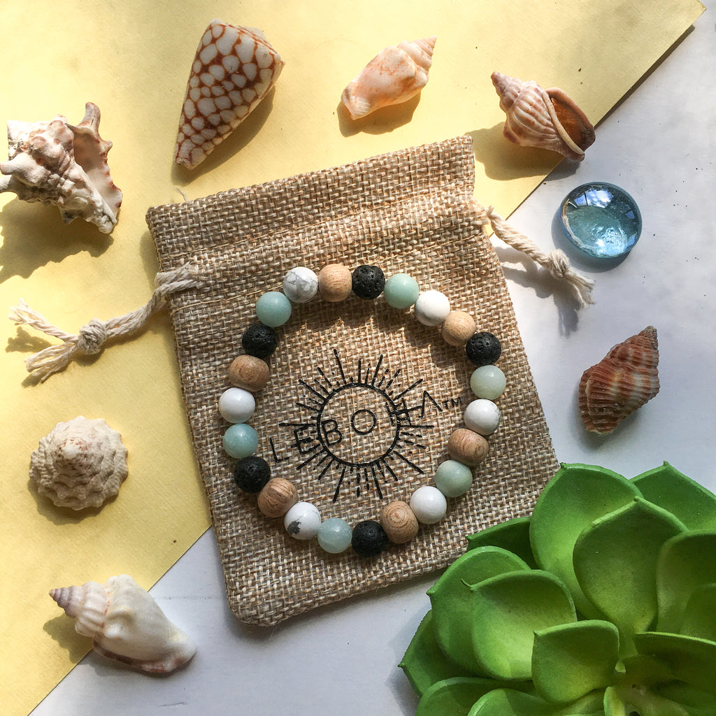 SIVITE Lava Rock Beaded Bracelet - Essential Oil Diffuser With Dog Paw Charm Pet Memorial