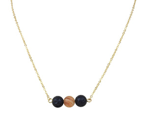 Floating Black Lava Rock and Wood Essential Oil [Diffuser] Necklace