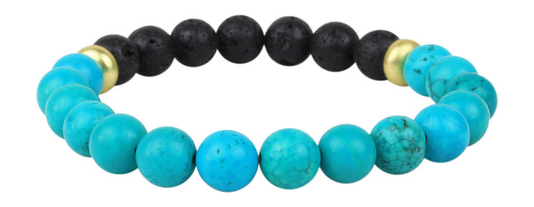 Turquoise and Lava Rock Beaded Bracelet