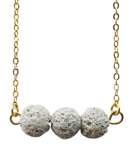 Floating White Lava Rock Essential Oil [Diffuser] Necklace